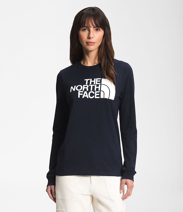 The North Face T-Shirts Dames Lange Mouw Half Dome MUOJ38492 - Donkerblauw